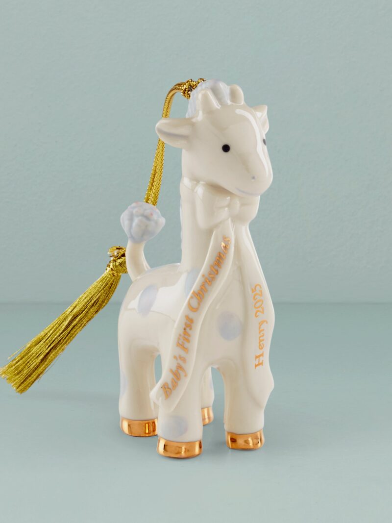 Personalized Baby's Blue Giraffe Ornament
